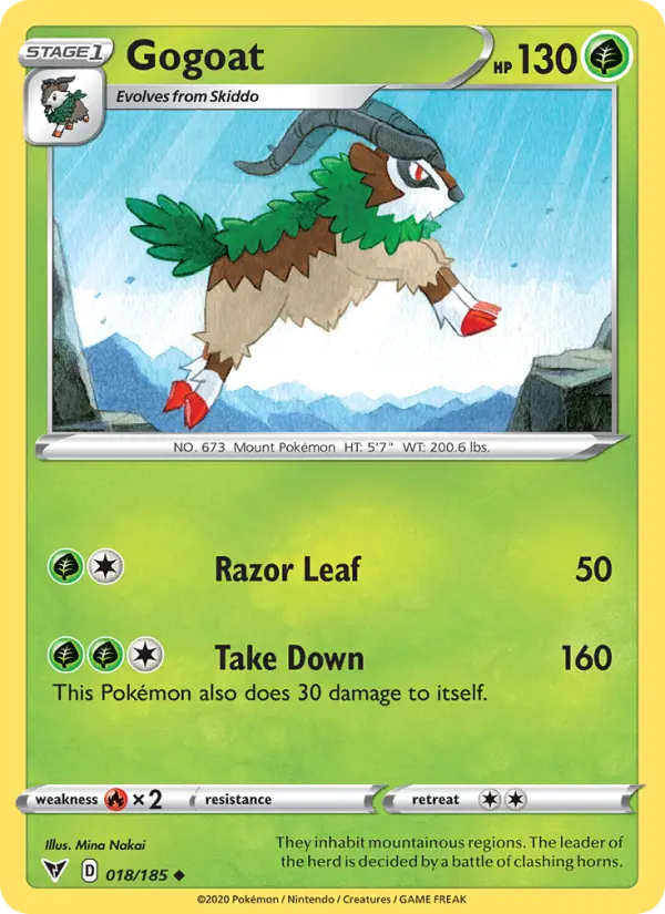 Gogoat Uncommon Pokemon card #18 from Vivid Voltage