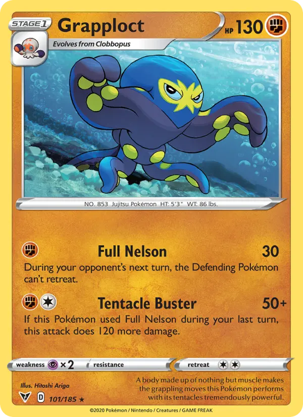 Grapploct Rare Pokemon card #101 from Vivid Voltage