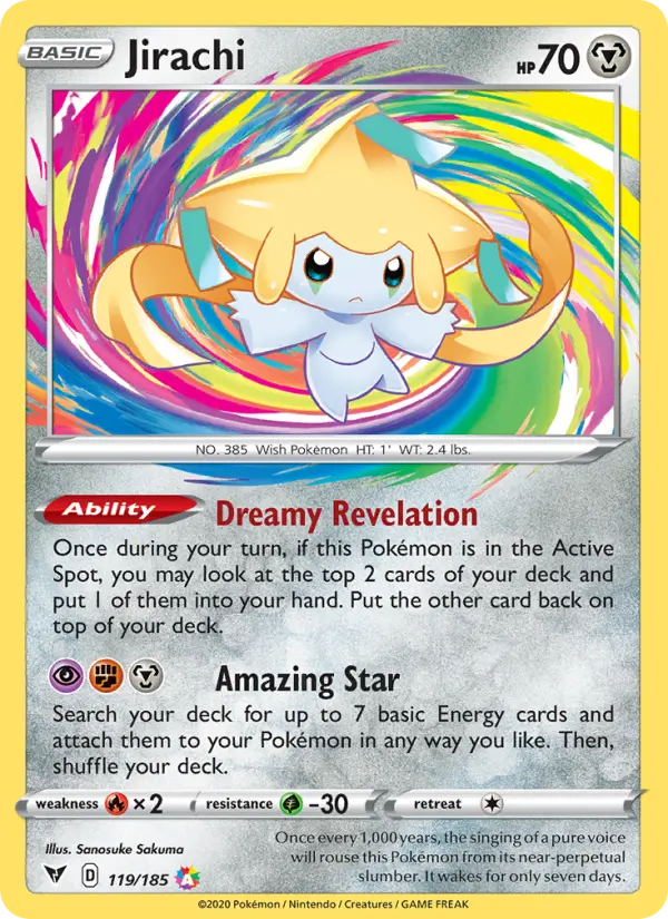 Jirachi Amazing Rare Pokemon card #119 from Vivid Voltage