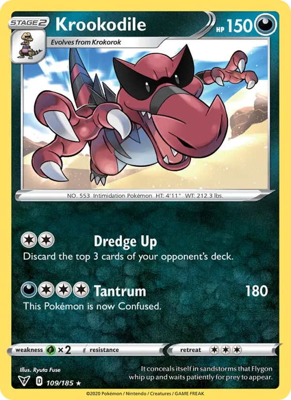 Krookodile Rare Pokemon card #109 from Vivid Voltage