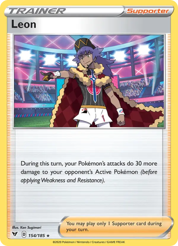 Leon Holo Rare Pokemon card #154 from Vivid Voltage