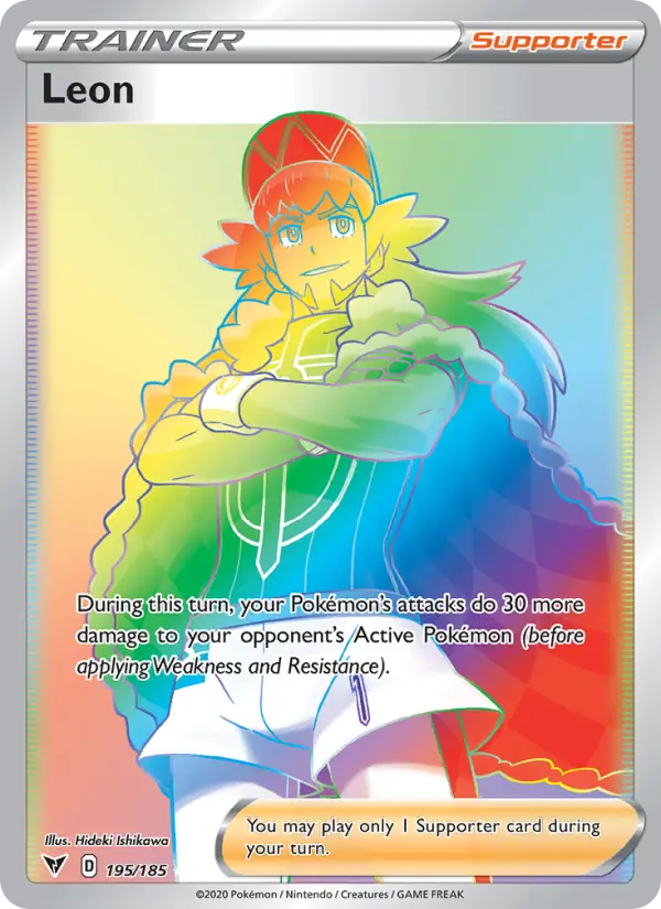 Leon Secret Rare Pokemon card #195 from Vivid Voltage