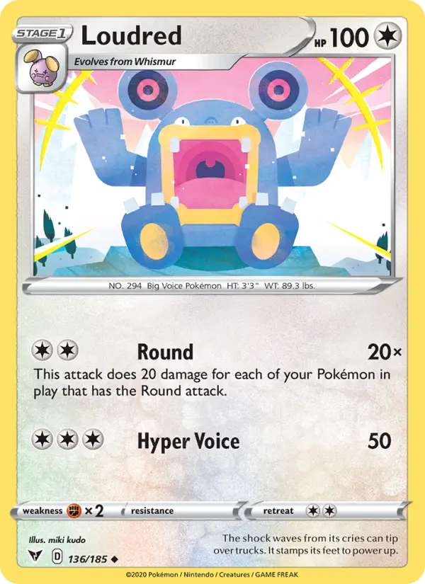 Loudred Uncommon Pokemon card #136 from Vivid Voltage