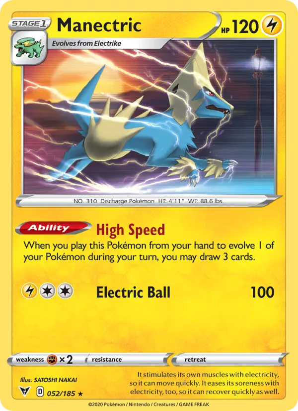 Manectric Rare Pokemon card #52 from Vivid Voltage