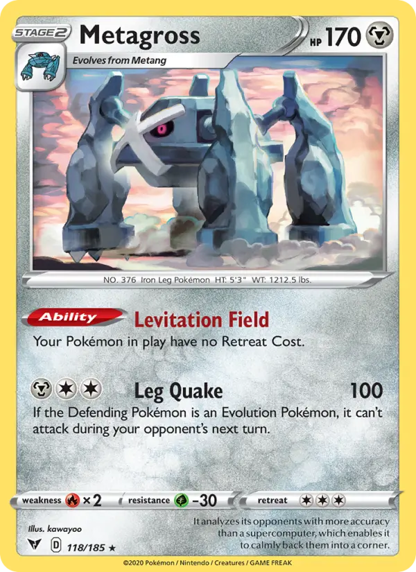 Metagross Rare Pokemon card #118 from Vivid Voltage