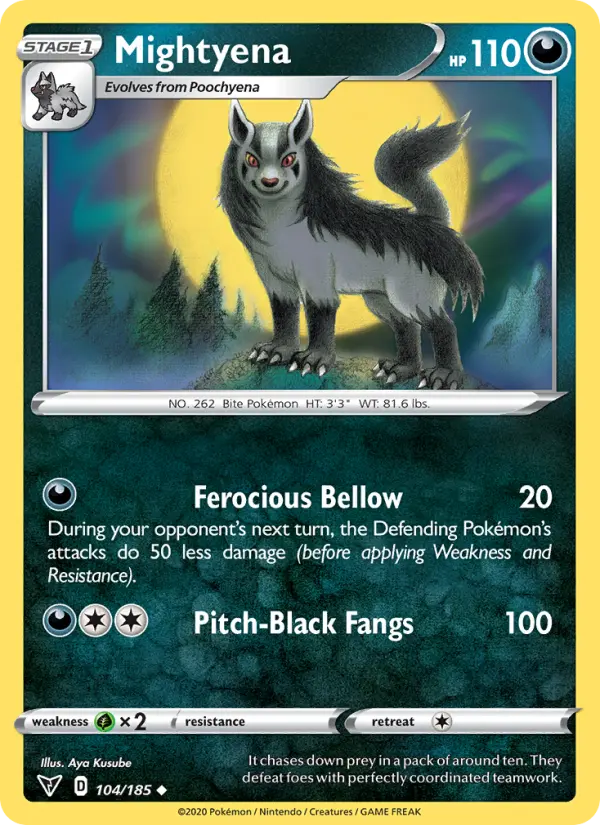 Mightyena Uncommon Pokemon card #104 from Vivid Voltage