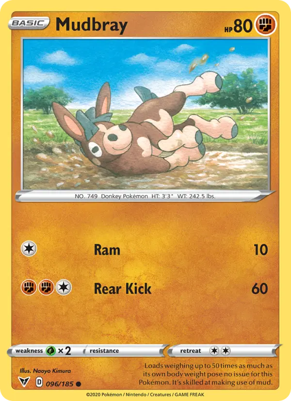 Mudbray Common Pokemon card #96 from Vivid Voltage