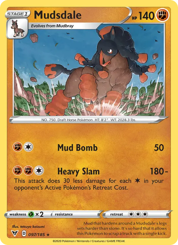 Mudsdale Rare Pokemon card #97 from Vivid Voltage