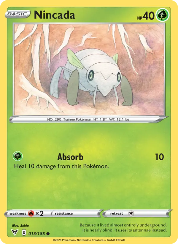 Nincada Common Pokemon card #13 from Vivid Voltage