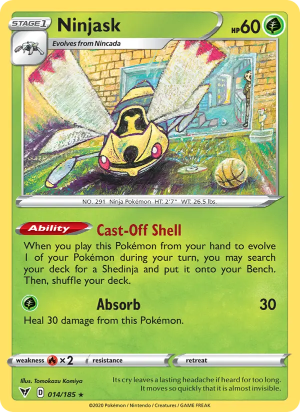 Ninjask Rare Pokemon card #14 from Vivid Voltage