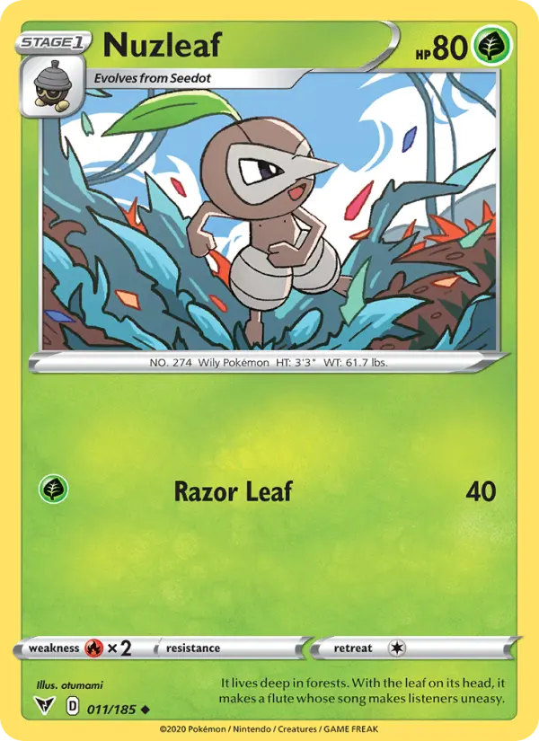 Nuzleaf Uncommon Pokemon card #11 from Vivid Voltage