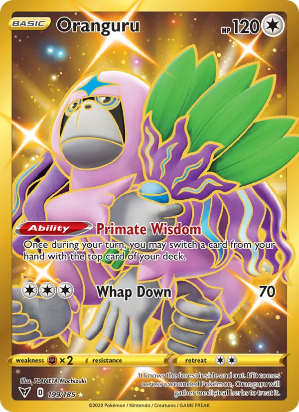 Oranguru Secret Rare Pokemon card #199 from Vivid Voltage