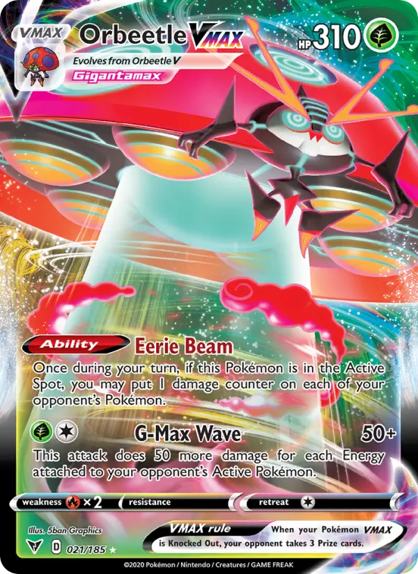 Orbeetle VMAX Holo Rare VMAX Pokemon card #21 from Vivid Voltage