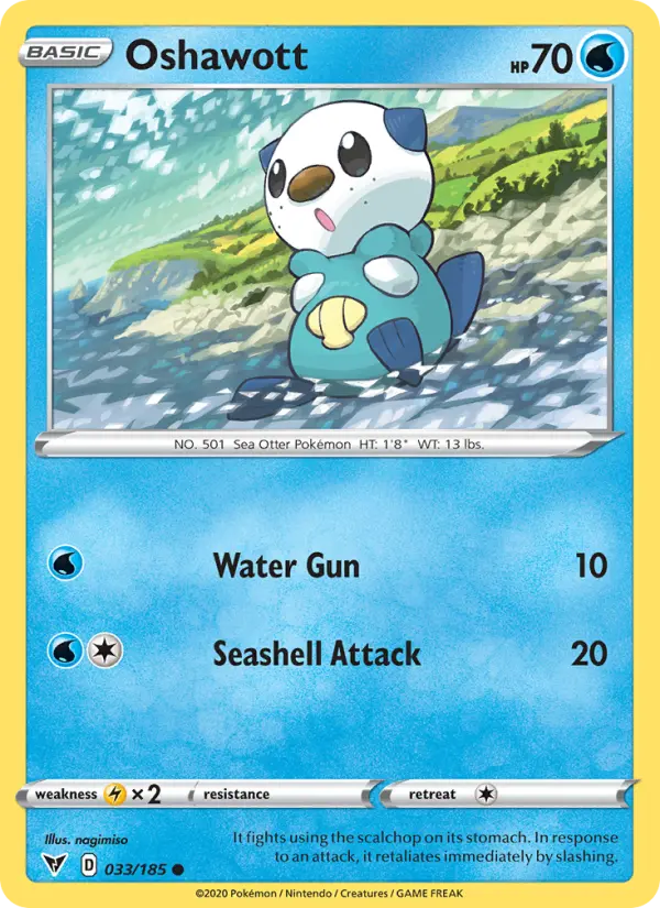 Oshawott Common Pokemon card #33 from Vivid Voltage