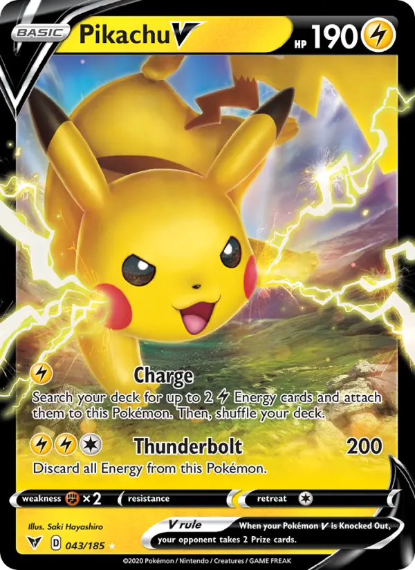 Pikachu V Holo Rare V Pokemon card #43 from Vivid Voltage