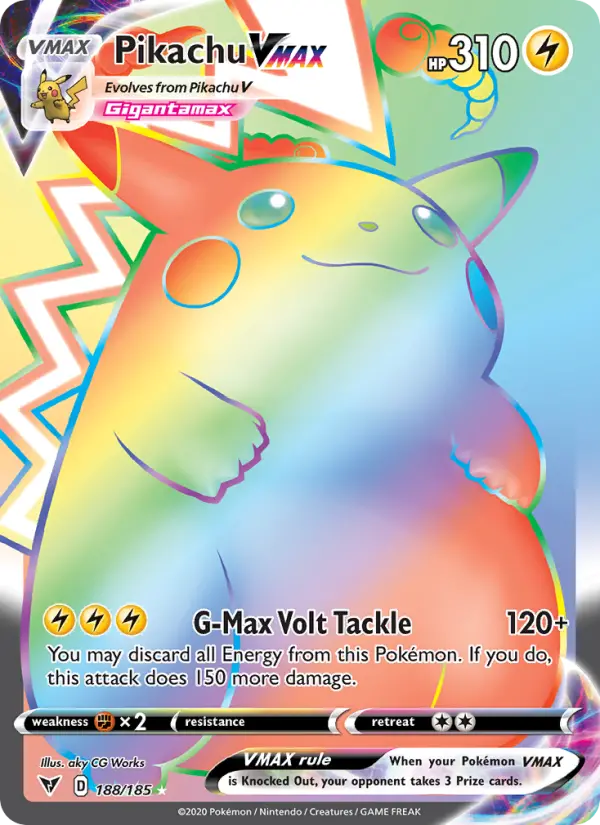 Pikachu VMAX Secret Rare Pokemon card #188 from Vivid Voltage