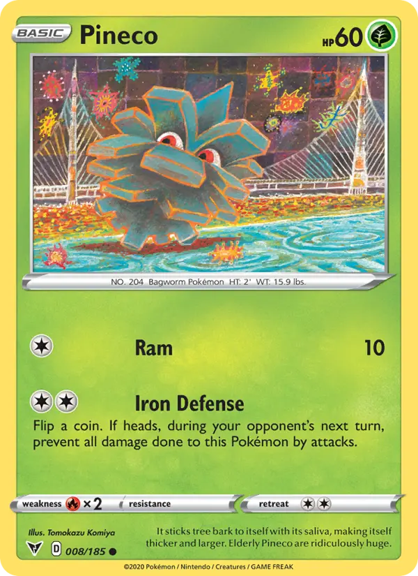 Pineco Common Pokemon card #8 from Vivid Voltage