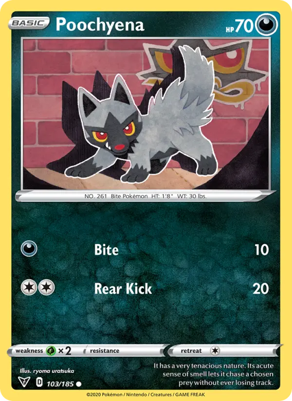 Poochyena Common Pokemon card #103 from Vivid Voltage