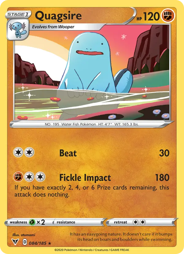 Quagsire Rare Pokemon card #84 from Vivid Voltage