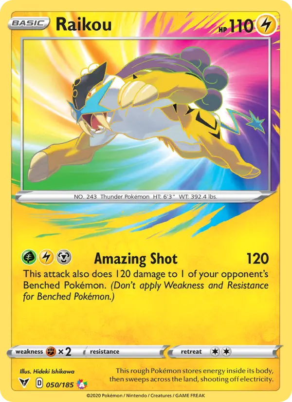 Raikou Amazing Rare Pokemon card #50 from Vivid Voltage