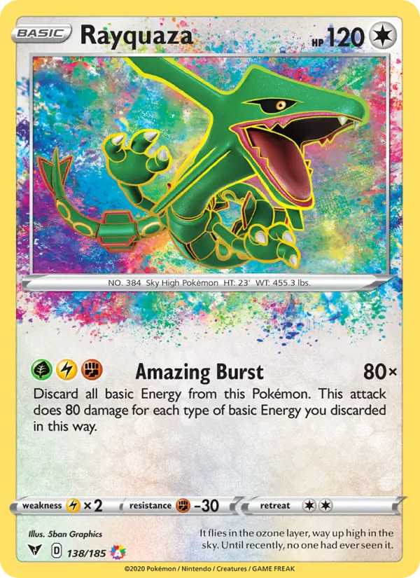 Rayquaza Amazing Rare Pokemon card #138 from Vivid Voltage
