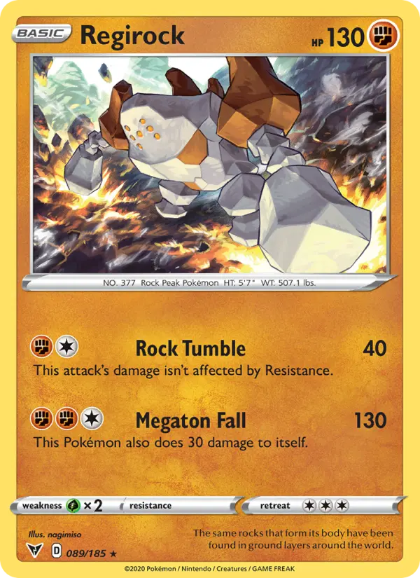 Regirock Holo Rare Pokemon card #89 from Vivid Voltage