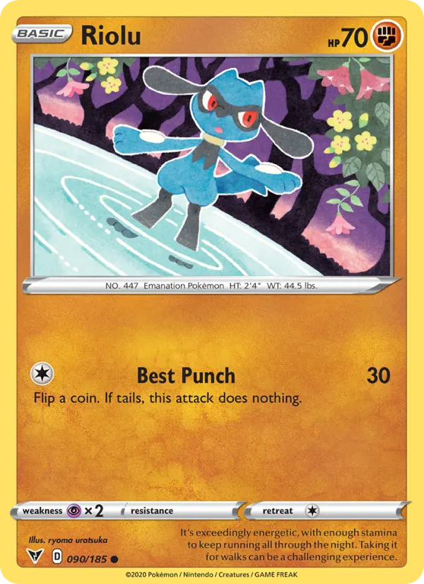 Riolu Common Pokemon card #90 from Vivid Voltage