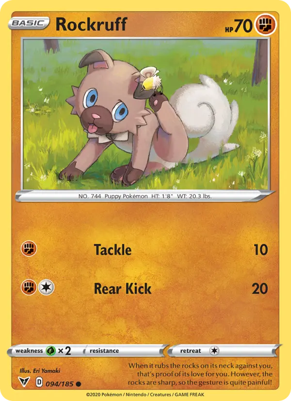Rockruff Common Pokemon card #94 from Vivid Voltage