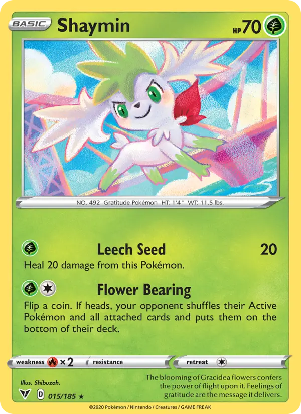 Shaymin Holo Rare Pokemon card #15 from Vivid Voltage