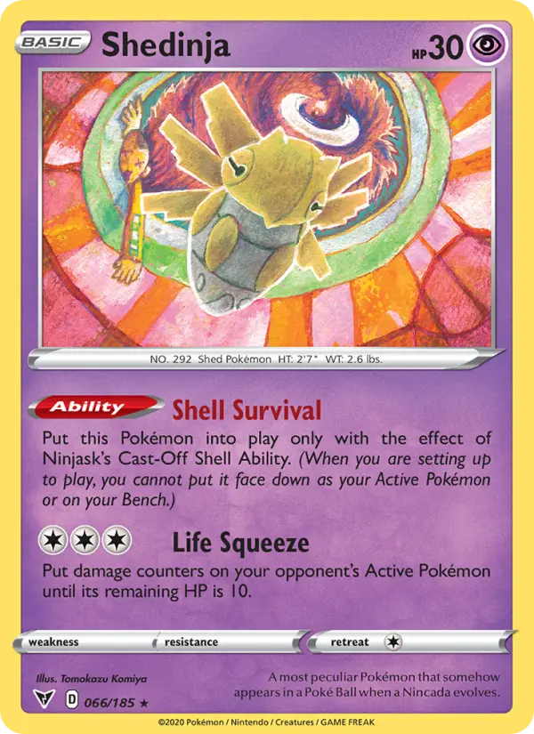 Shedinja Rare Pokemon card #66 from Vivid Voltage
