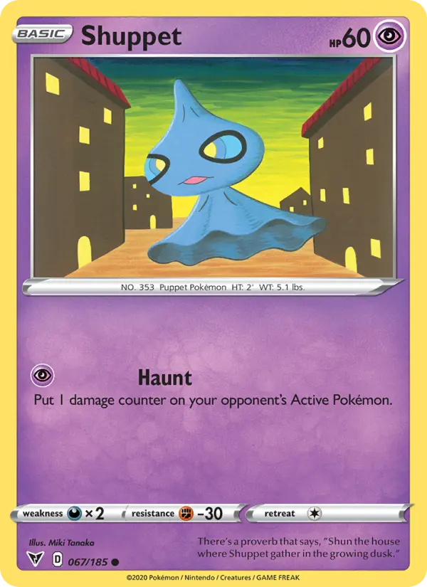 Shuppet Common Pokemon card #67 from Vivid Voltage