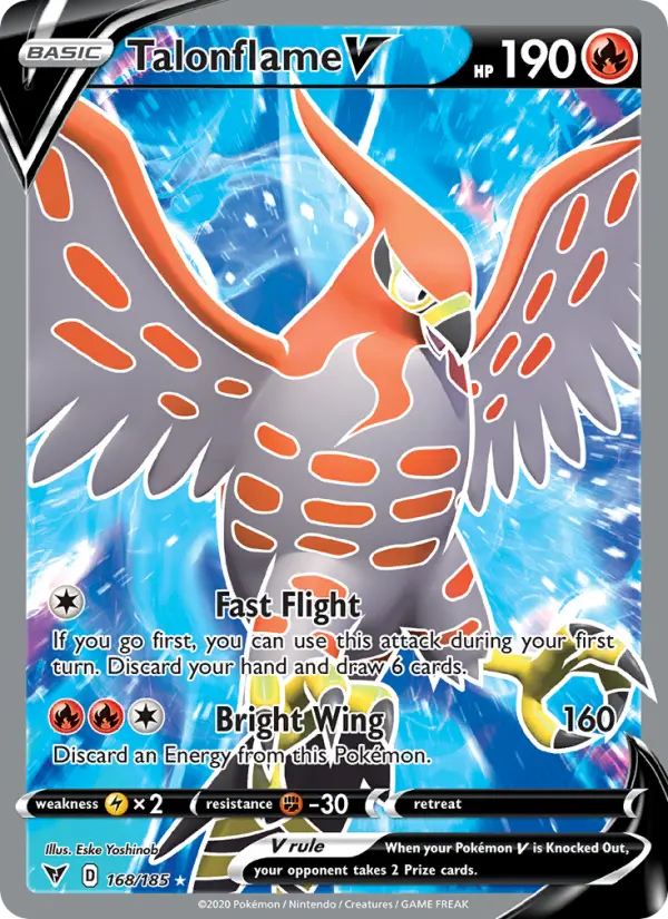 Talonflame V Ultra Rare Pokemon card #168 from Vivid Voltage