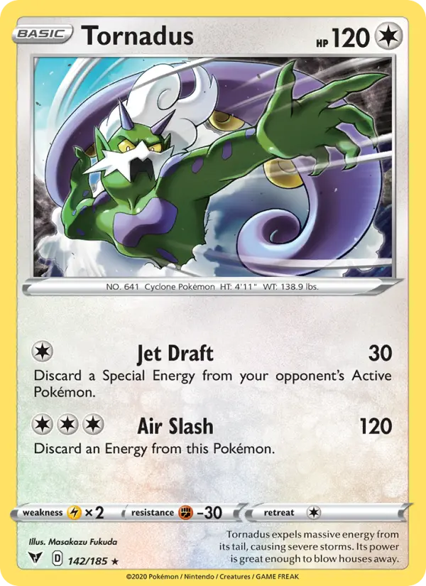 Tornadus Holo Rare Pokemon card #142 from Vivid Voltage