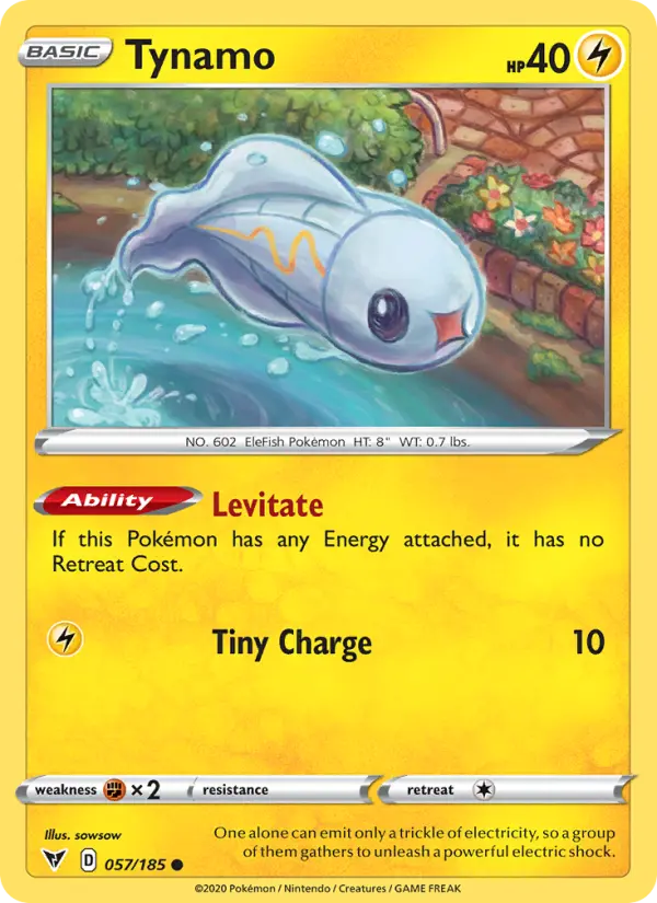 Tynamo Common Pokemon card #57 from Vivid Voltage