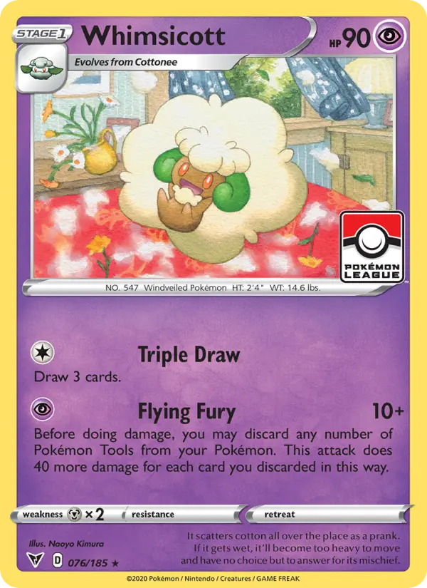 Whimsicott Rare Pokemon card #76 from Vivid Voltage