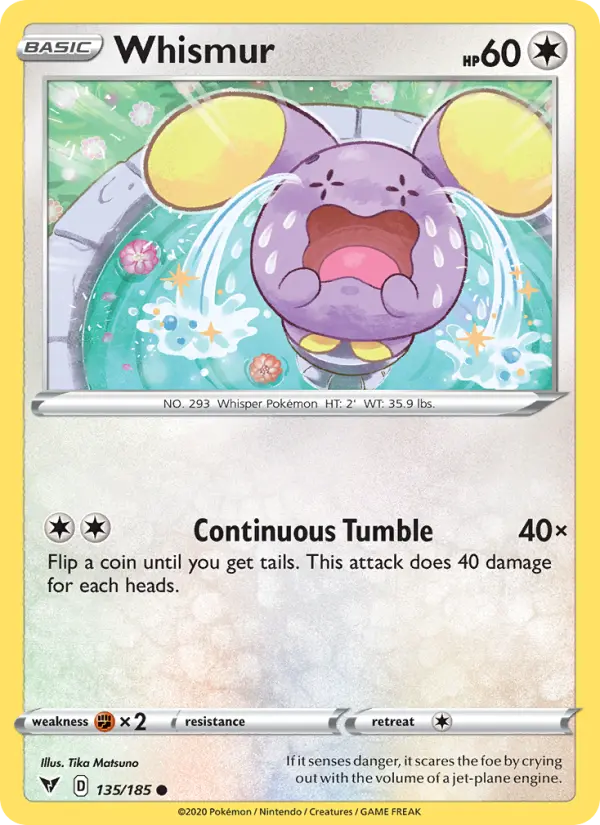 Whismur Common Pokemon card #135 from Vivid Voltage