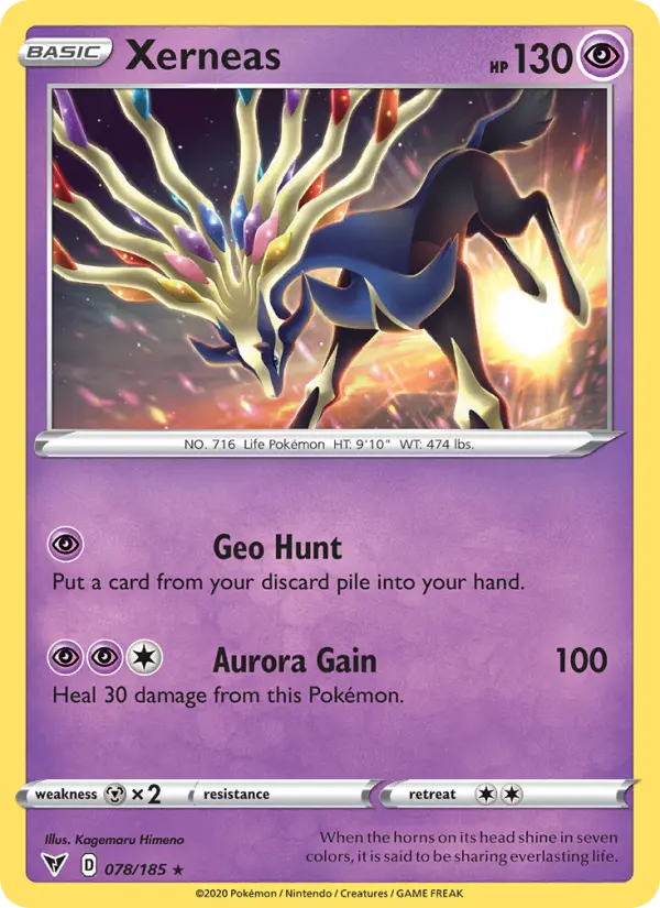Xerneas Holo Rare Pokemon card #78 from Vivid Voltage