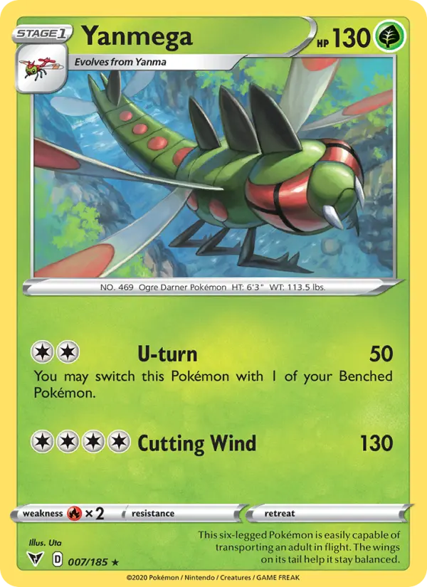 Yanmega Rare Pokemon card #7 from Vivid Voltage