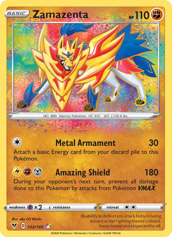 Zamazenta Amazing Rare Pokemon card #102 from Vivid Voltage