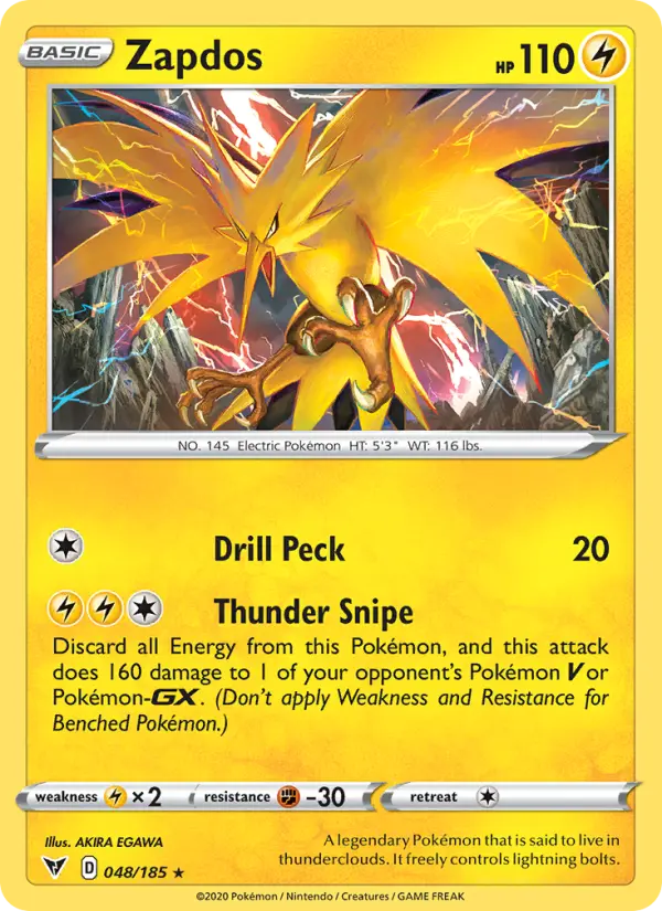 Zapdos Holo Rare Pokemon card #48 from Vivid Voltage