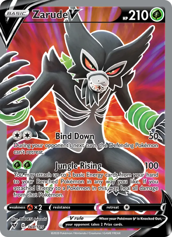 Zarude V Ultra Rare Pokemon card #167 from Vivid Voltage