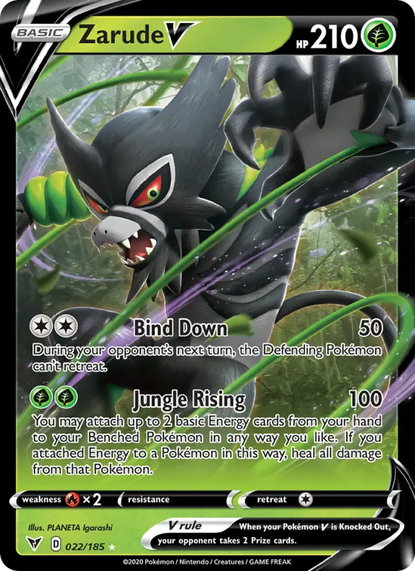 Zarude V Holo Rare V Pokemon card #22 from Vivid Voltage