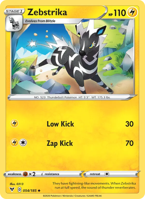 Zebstrika Uncommon Pokemon card #54 from Vivid Voltage