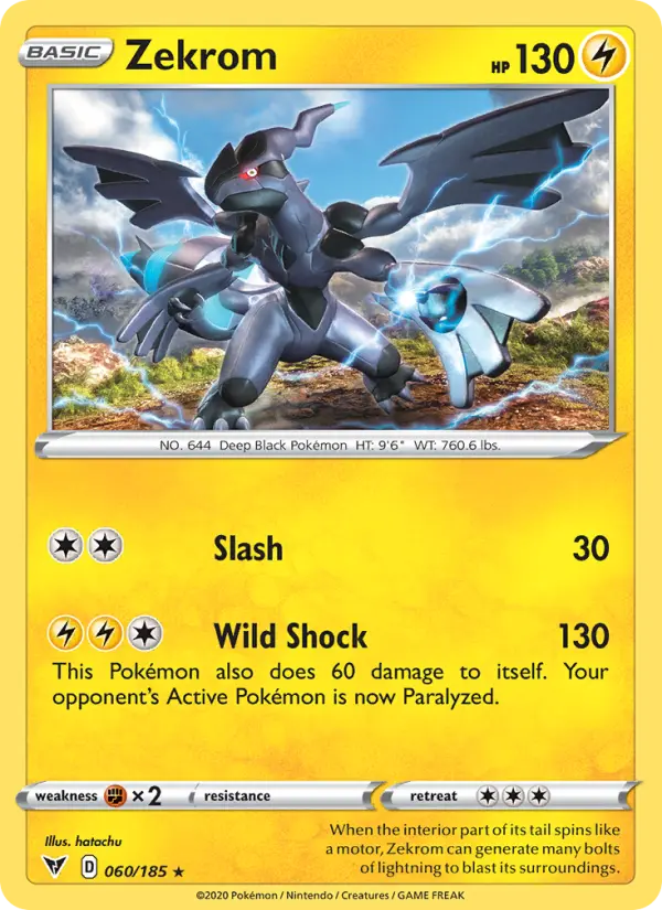 Zekrom Holo Rare Pokemon card #60 from Vivid Voltage