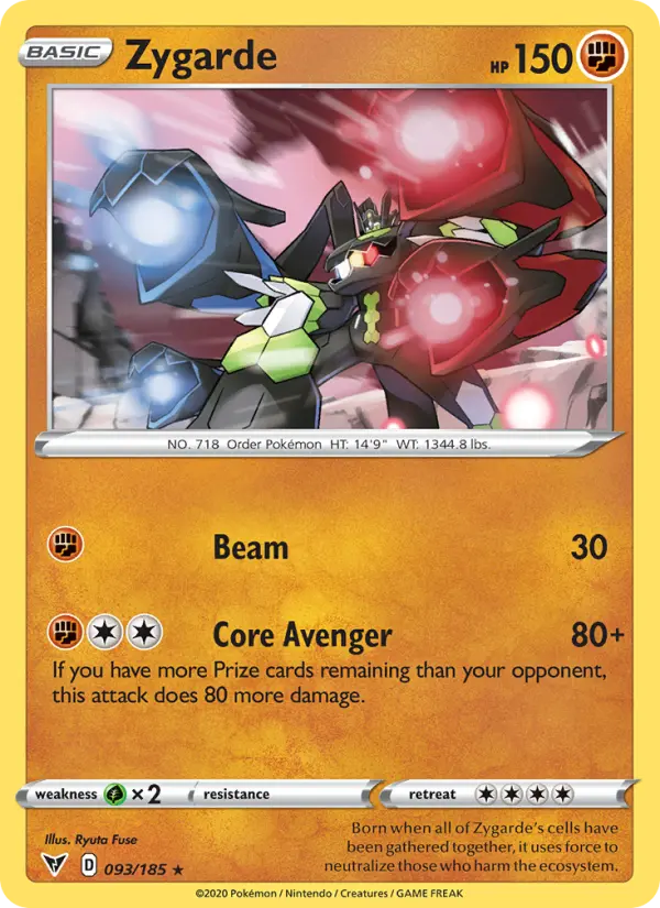 Zygarde Holo Rare Pokemon card #93 from Vivid Voltage