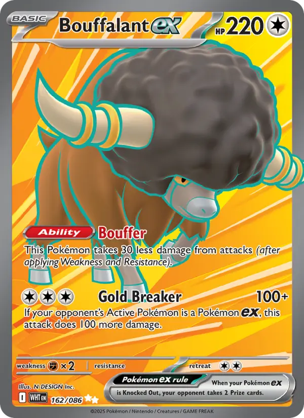 Bouffalant ex Ultra Rare Pokemon card #162 from White Flare