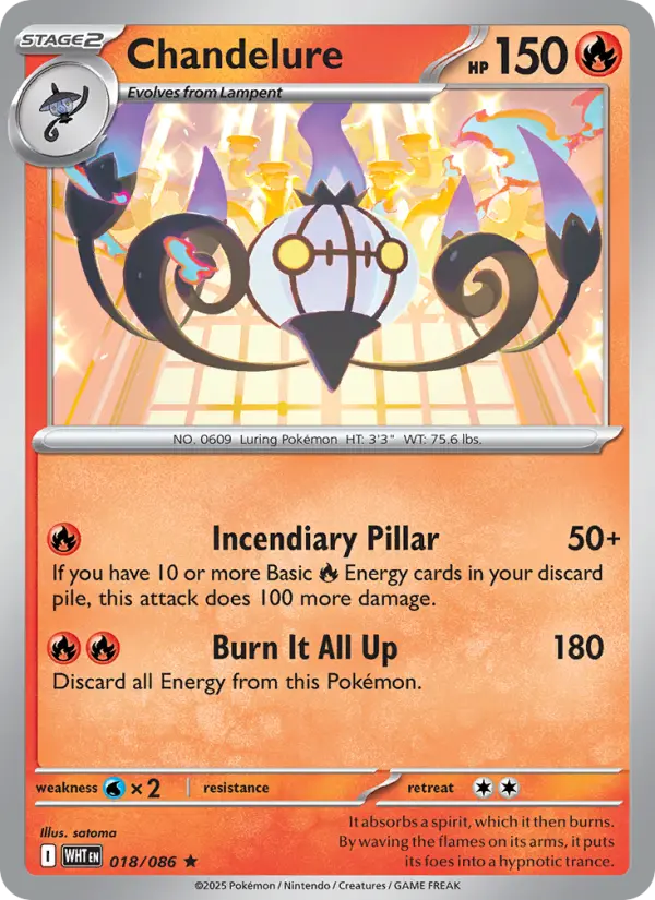 Chandelure Rare Pokemon card #018 from White Flare