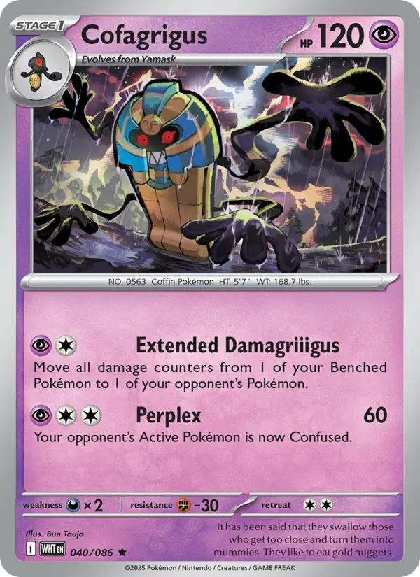 Cofagrigus Rare Pokemon card #040 from White Flare