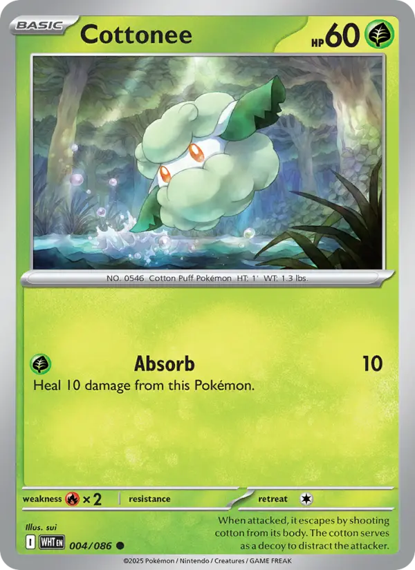 Cottonee Common Pokemon card #004 from White Flare