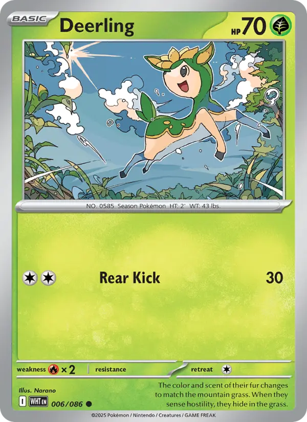 Deerling Common Pokemon card #006 from White Flare